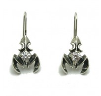 E000705 Sterling silver earrings solid 925 Scorpions  with 4.5mm round cubic zirconia Empress
